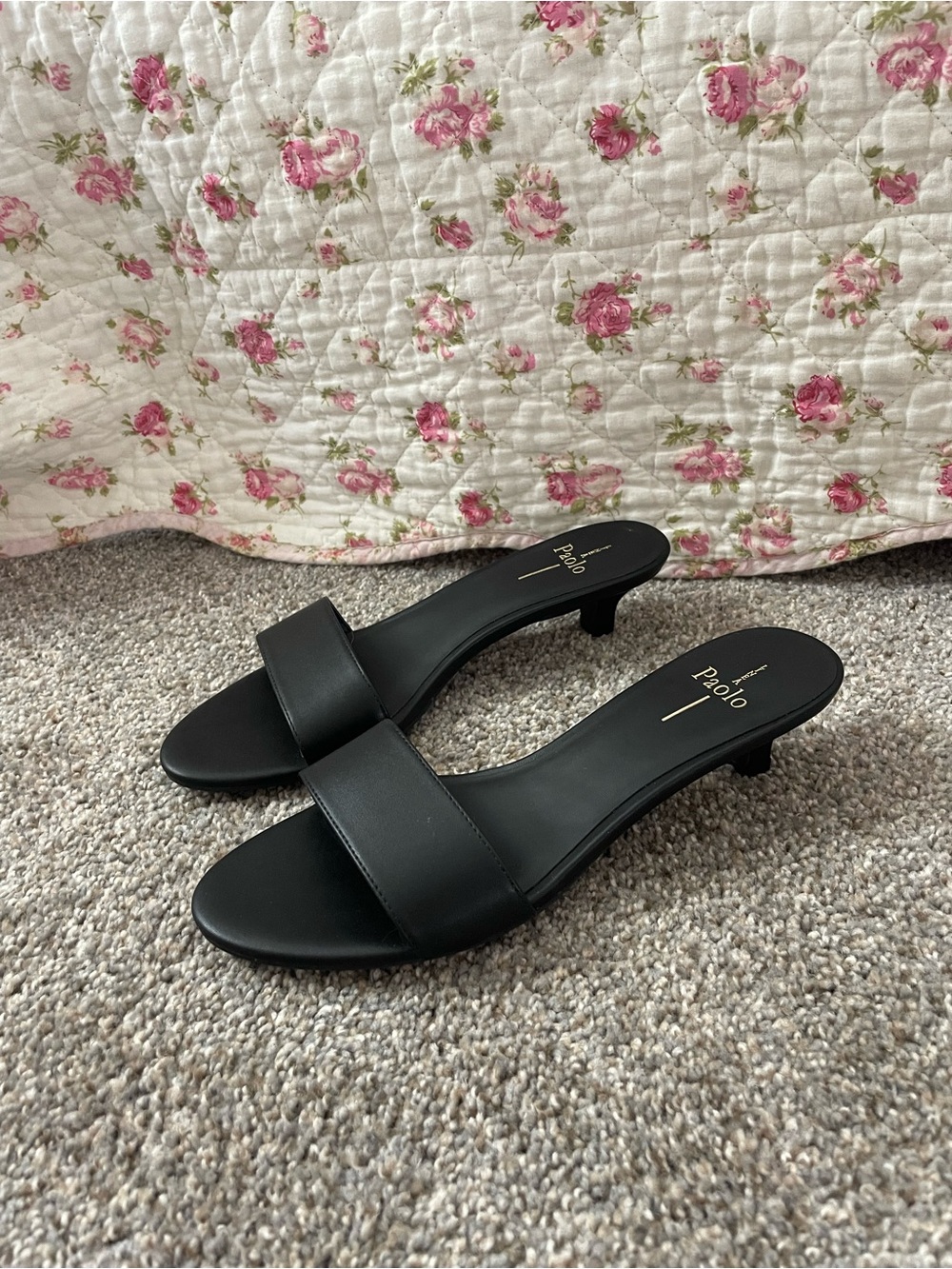Linea Paola Kitten Heel Sandals Black Size 9